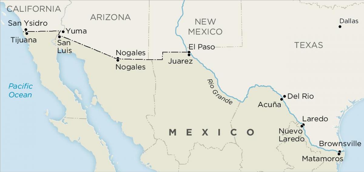 as dan Meksiko perbatasan peta