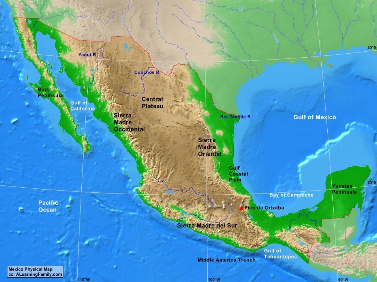 dataran tinggi Meksiko peta