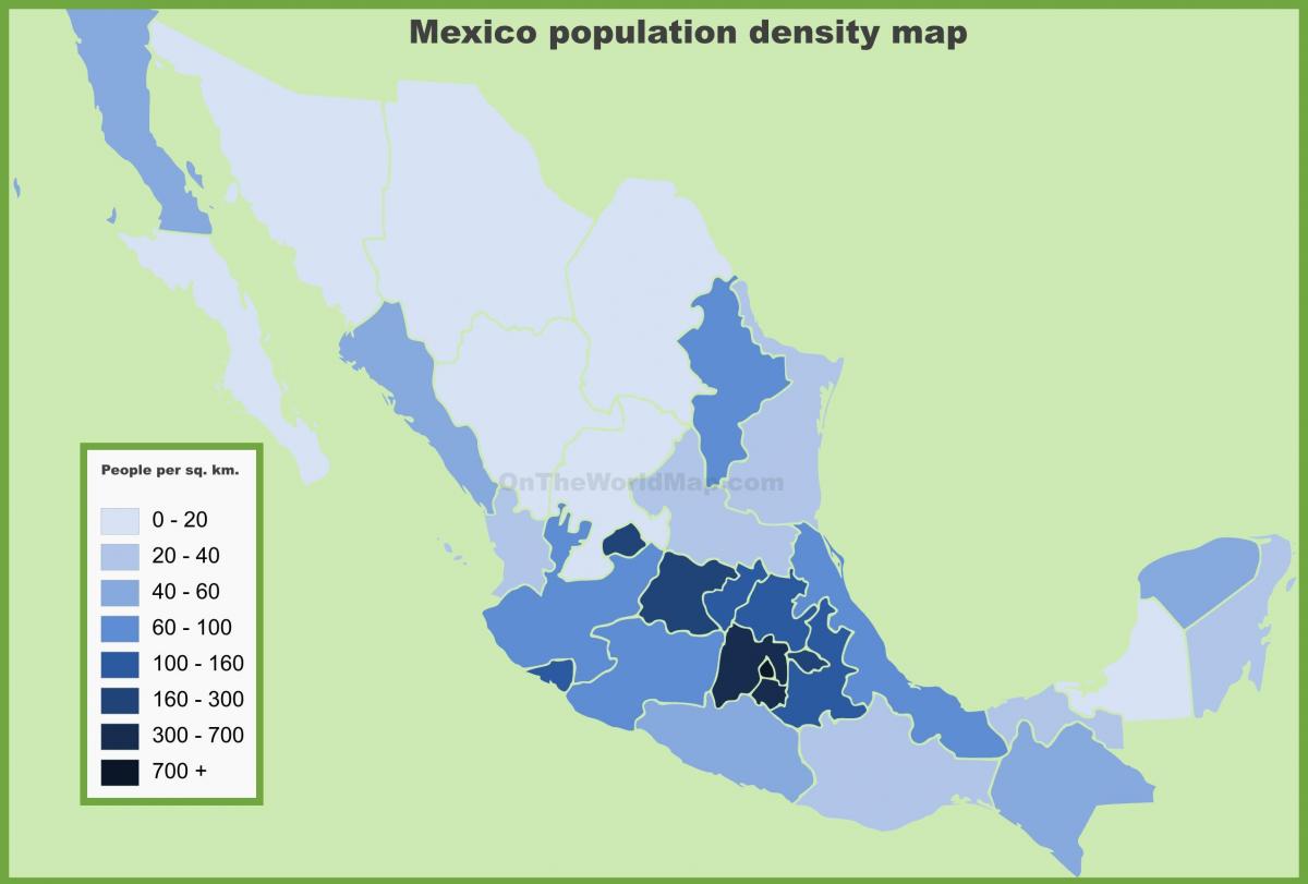 kepadatan penduduk peta Mexico