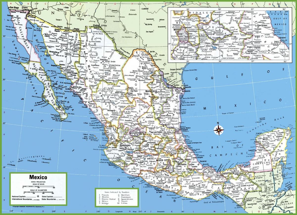 kota-kota di Meksiko peta
