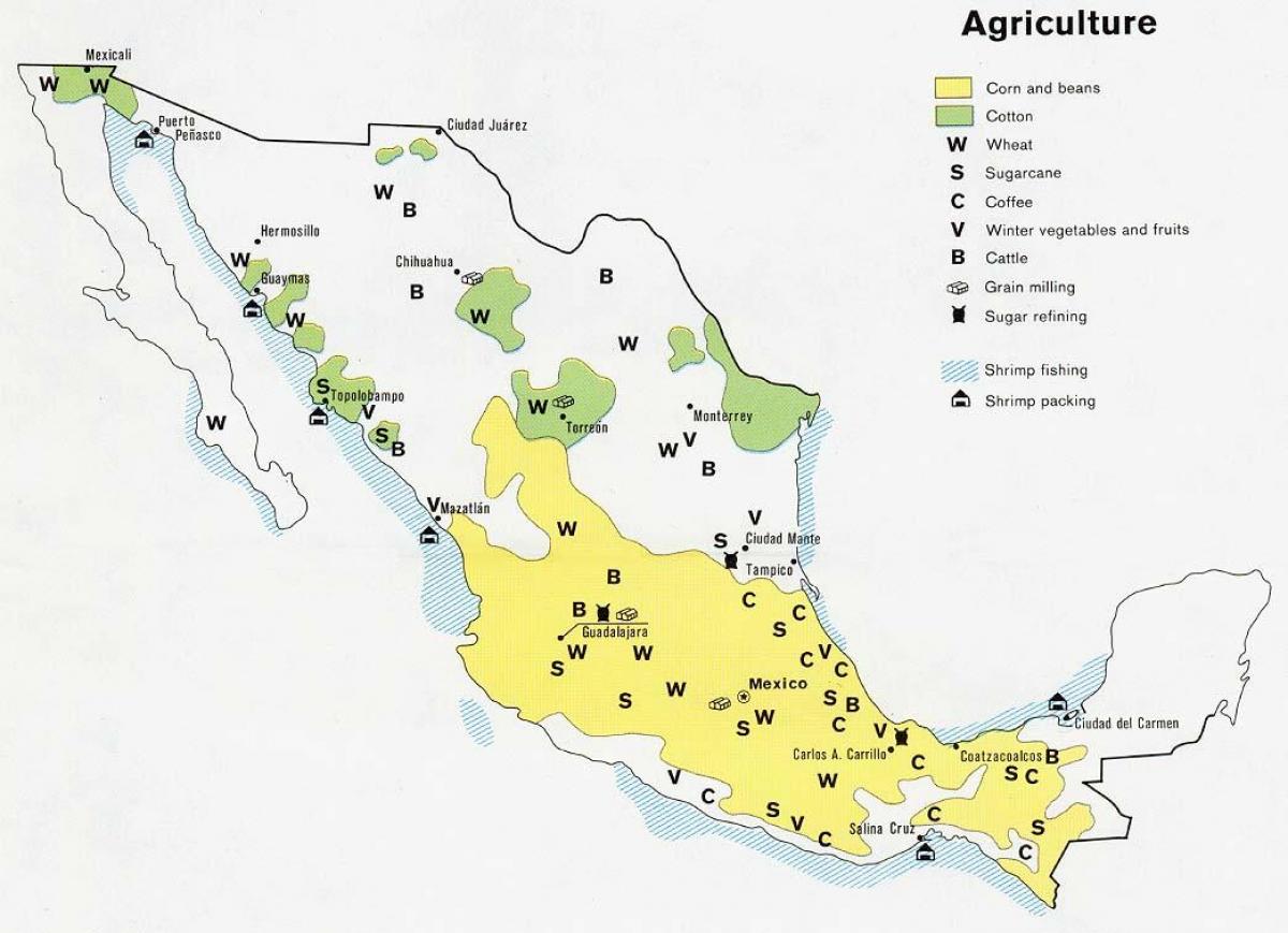 peta dari Meksiko pertanian