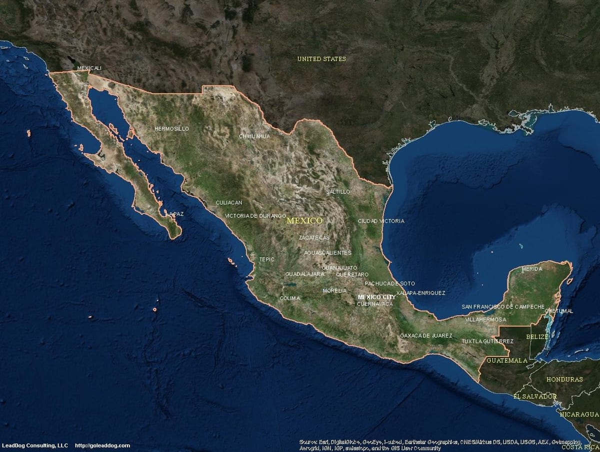 satelit peta Mexico