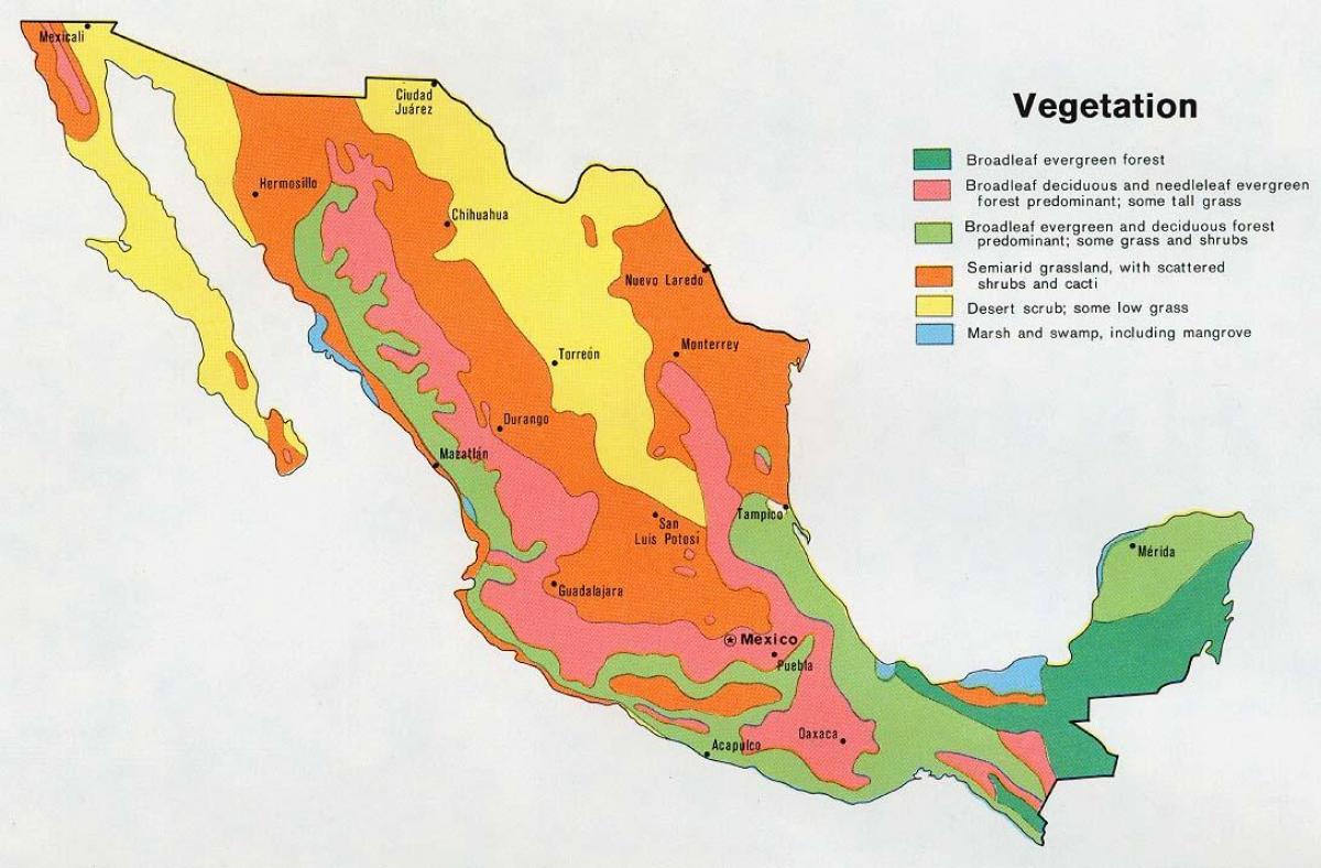peta dari Meksiko natual ressources