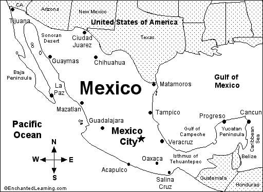 peta dari Mexico sekolah