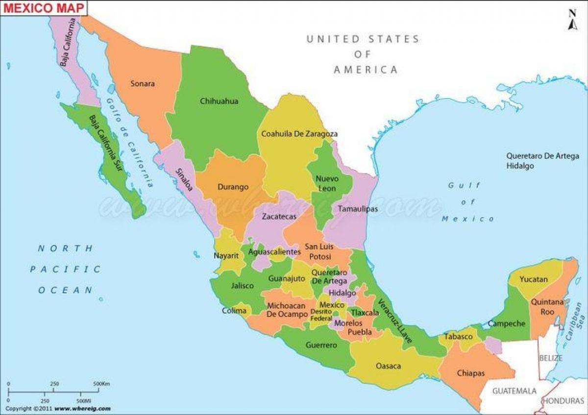 peta Meksiko serikat