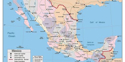 Meksiko peta dengan kota-kota besar