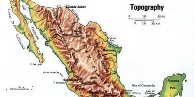 Meksiko peta topografi